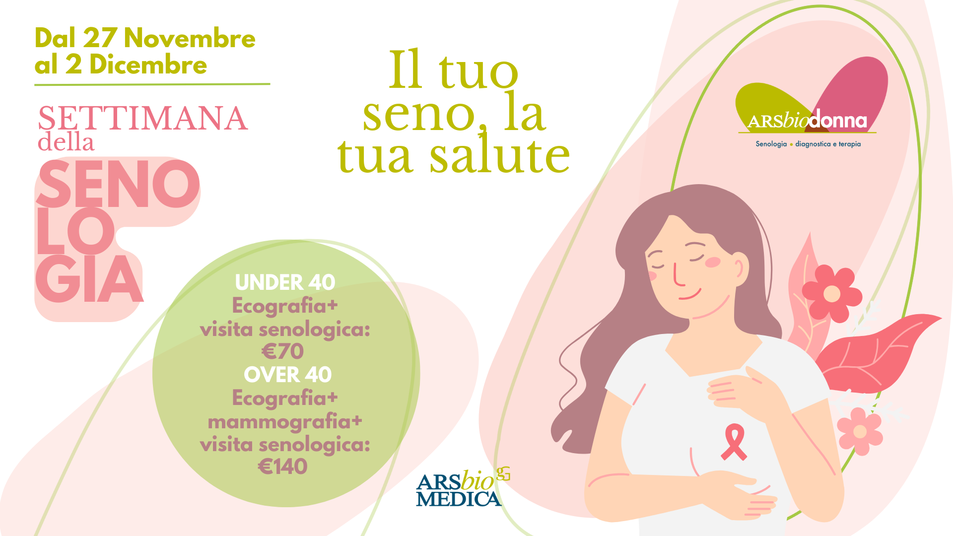 prevenzione seno in Arsbiomedica dal 27 novembre al 3 dicembre settimana della prevenzione per la diagnosi precoce del tumore alla mammella.